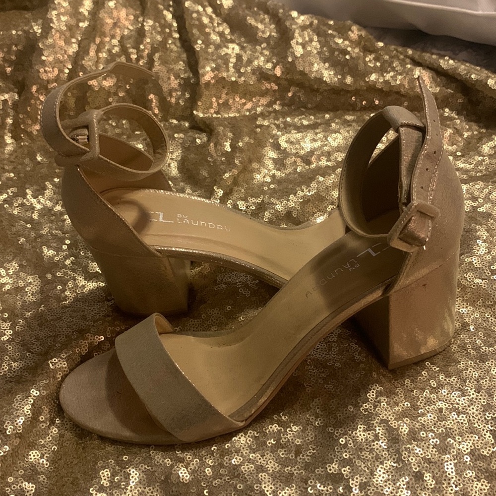 Chunky Heel champagne gold heels